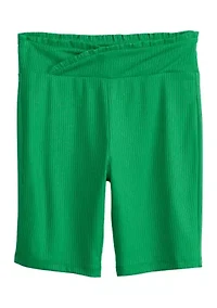 Girls 7-16 Pulled On Ribbed Bike Shorts