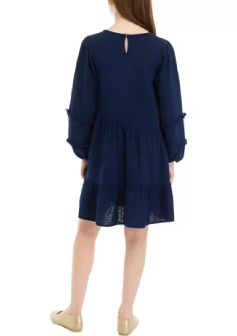Girls 7-16 Clip Dot Asymmetrical Dress