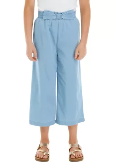 Girls 7-16 Pull On Chambray Cropped Pants