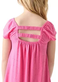 Girls 7-16 Smocked Crinkle Knit Dress