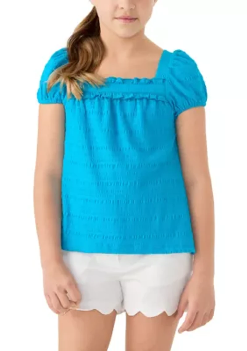 Girls 7-16 Puff Sleeve Knit Top