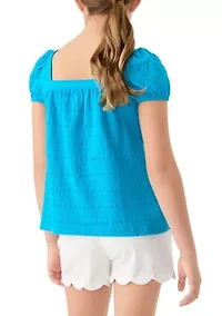 Girls 7-16 Puff Sleeve Knit Top