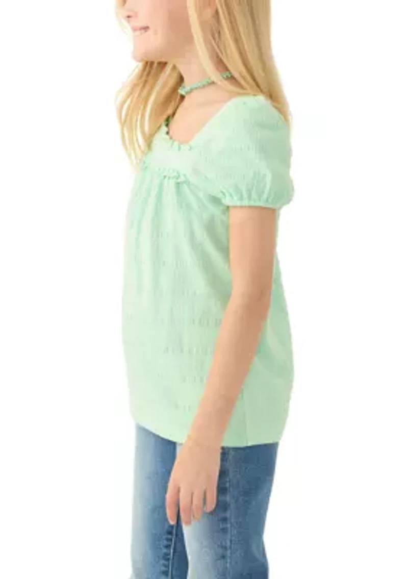 Girls 7-16 Puff Sleeve Knit Top