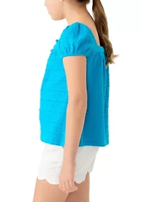 Girls 7-16 Puff Sleeve Knit Top