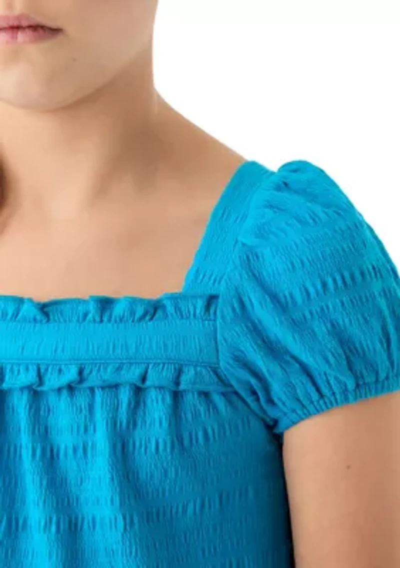 Girls 7-16 Puff Sleeve Knit Top