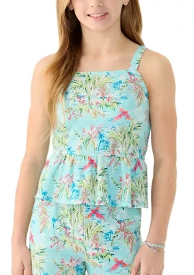Girls 7-16 Peplum Knit Printed Tank Top
