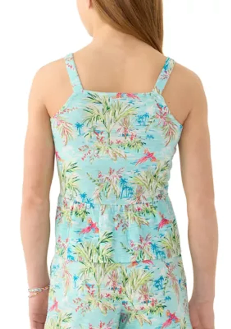 Girls 7-16 Peplum Knit Printed Tank Top