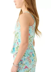 Girls 7-16 Peplum Knit Printed Tank Top