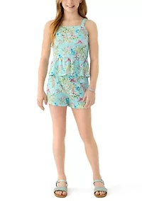 Girls 7-16 Peplum Knit Printed Tank Top