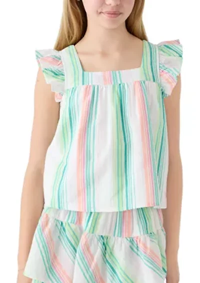 Girls 7-16 Square Neck Striped Top