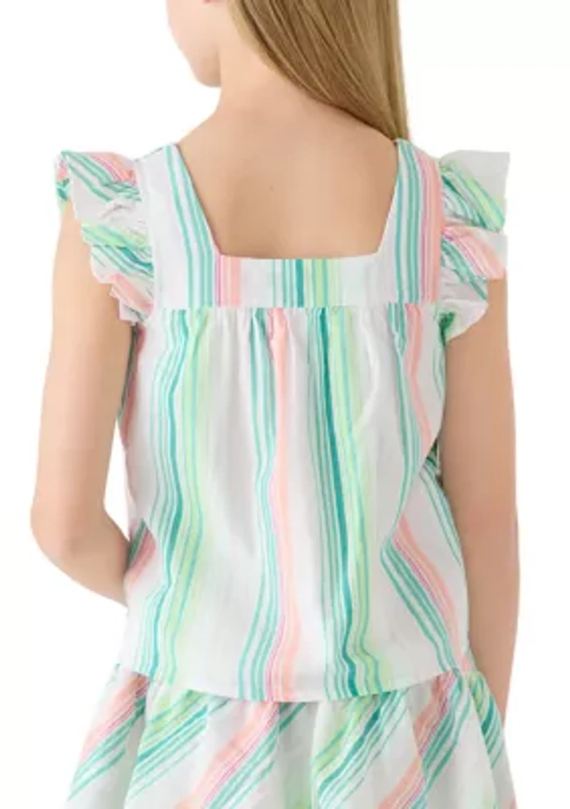 Girls 7-16 Square Neck Striped Top