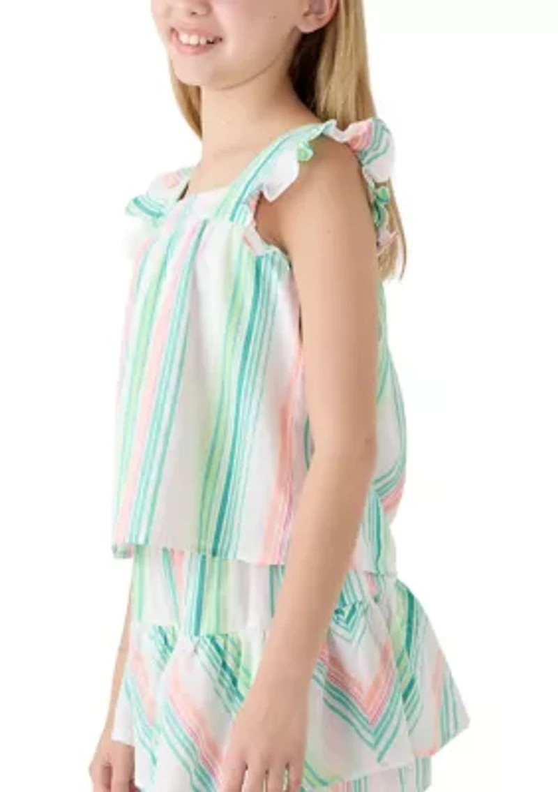 Girls 7-16 Square Neck Striped Top