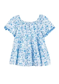 Girls 4-6x Tiered Pom Trim Top