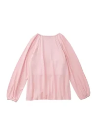 Girls 4-6x Long Sleeve Smocked Crinkle Knit Top
