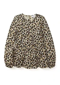 Girls 4-6x Long Sleeve Tiered Woven Printed Tunic Top