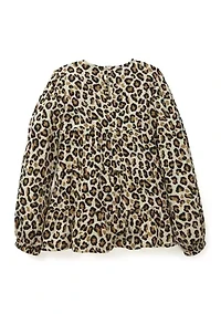 Girls 4-6x Long Sleeve Tiered Woven Printed Tunic Top
