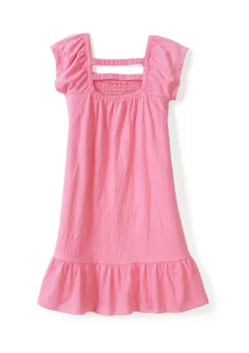 Girls 4-6x Smocked Crinkle Knit Dress