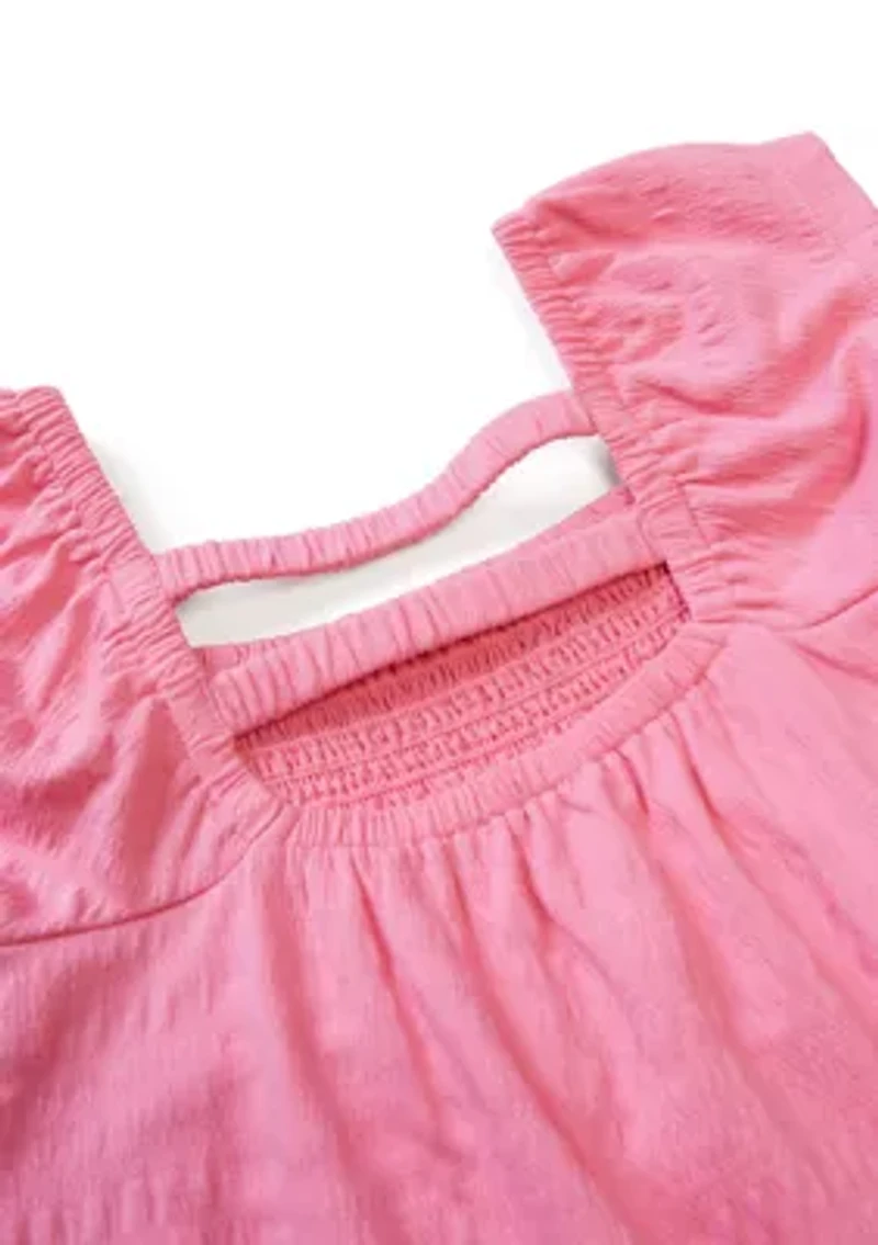 Girls 4-6x Smocked Crinkle Knit Dress