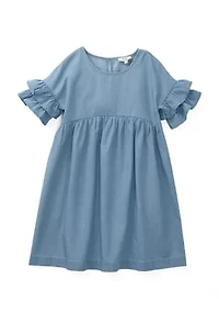 Girls 4-6x Chambray Ruffle Sleeve Dress