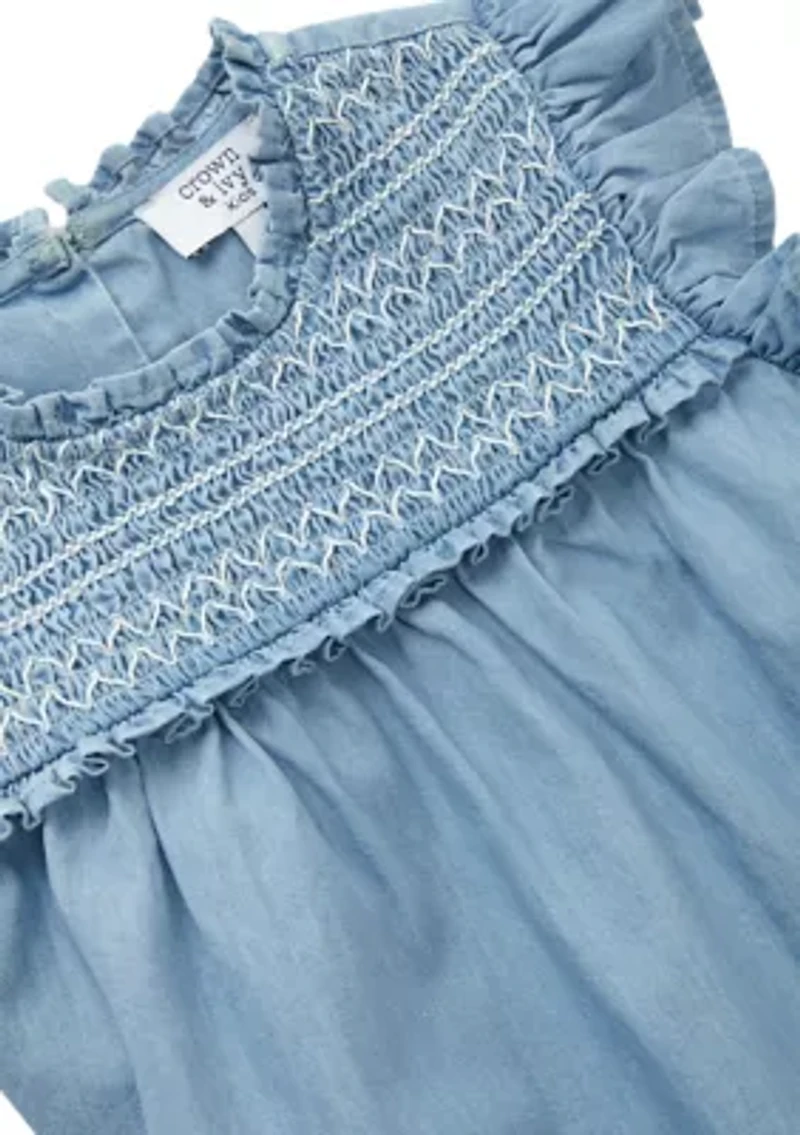 Girls 4-6x High Neck Ruffle Top