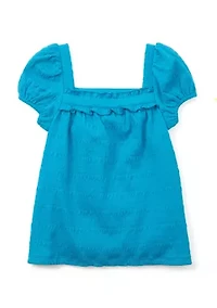 Girls 4-6x Puff Sleeve Knit Top