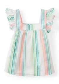 Girls 4-6x Square Neck Striped Top