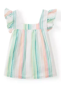 Girls 4-6x Square Neck Striped Top