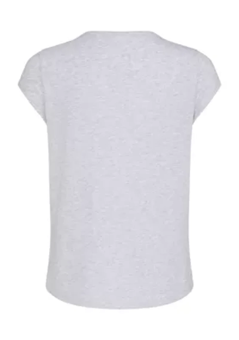 Girls 7-16 Short Cap Sleeve Heather Knit T-Shirt