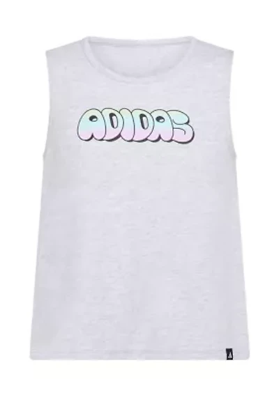 Girls 7-16 Graphic Sleeveless Swing Heather Tank Top with Back Vent