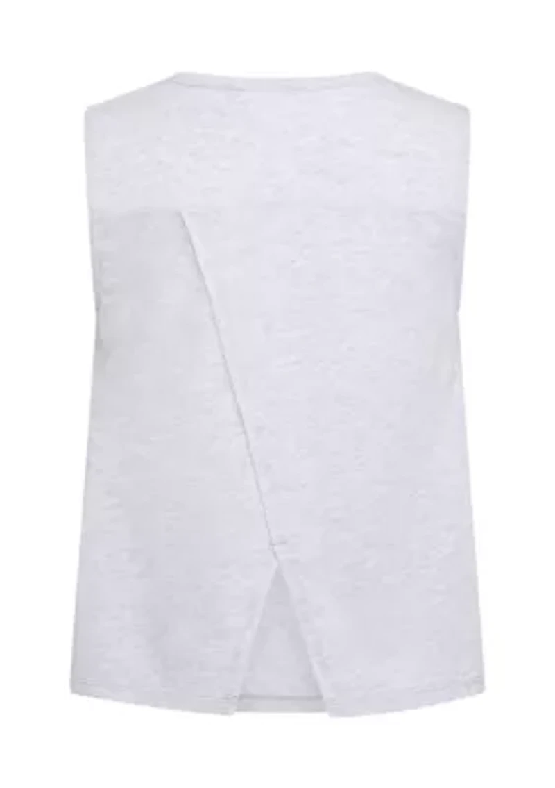 Girls 7-16 Graphic Sleeveless Swing Heather Tank Top with Back Vent