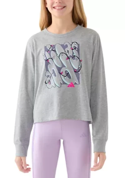 Girls 7-16 Long Sleeve Regular Fit Heather T-Shirt