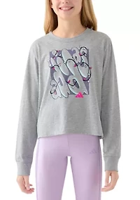 Girls 7-16 Long Sleeve Regular Fit Heather T-Shirt