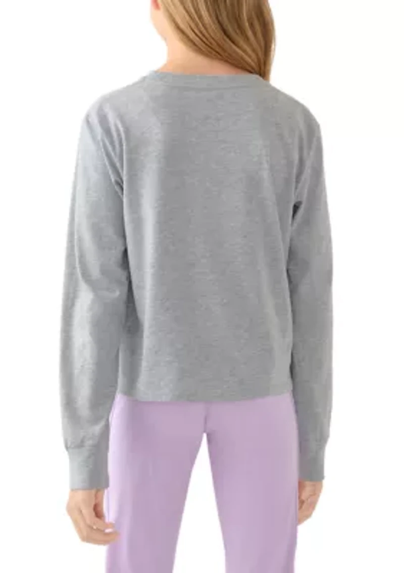 Girls 7-16 Long Sleeve Regular Fit Heather T-Shirt