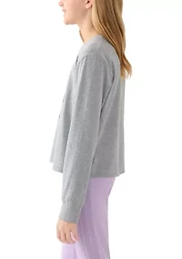 Girls 7-16 Long Sleeve Regular Fit Heather T-Shirt