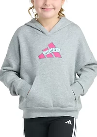 Girls 7-16 Long Sleeve Heather Multi Graphic Fleece Pullover Hoodie