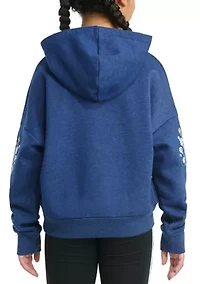 Girls 7-16 Long Sleeve Heather Multi Graphic Fleece Pullover Hoodie