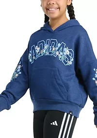 Girls 7-16 Long Sleeve Heather Multi Graphic Fleece Pullover Hoodie