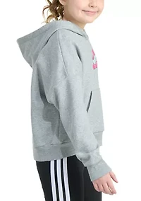 Girls 7-16 Long Sleeve Heather Multi Graphic Fleece Pullover Hoodie