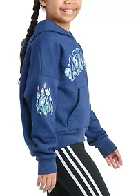 Girls 7-16 Long Sleeve Heather Multi Graphic Fleece Pullover Hoodie