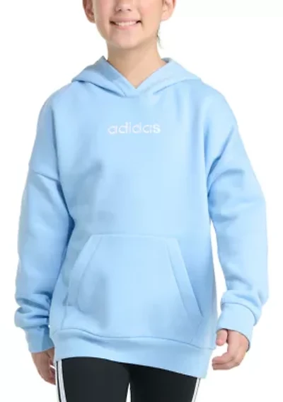 Girls 7-16 Long Sleeve Embroidered Linear Fleece Pullover Hoodie