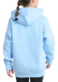 Girls 7-16 Long Sleeve Embroidered Linear Fleece Pullover Hoodie