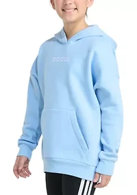 Girls 7-16 Long Sleeve Embroidered Linear Fleece Pullover Hoodie