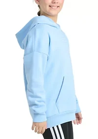 Girls 7-16 Long Sleeve Embroidered Linear Fleece Pullover Hoodie
