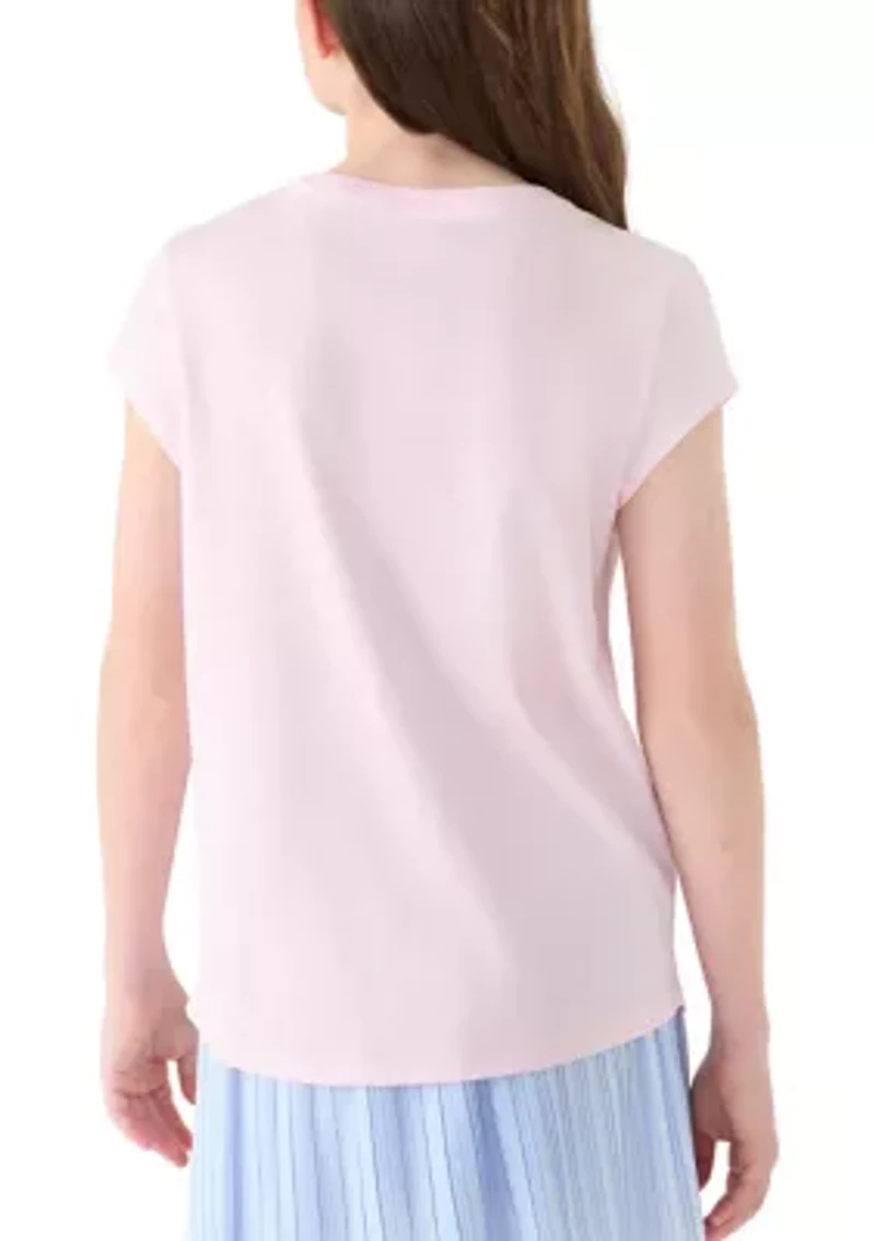 Girls 7-16 Cap Sleeve Graphic Logo T-Shirt