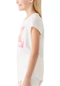 Girls 7-16 Cap Sleeve Graphic Logo T-Shirt