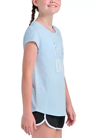 Girls 7-16 Cap Sleeve Graphic Logo T-Shirt