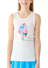 Girls 7-16 Race Back Graphic Print Tank Top