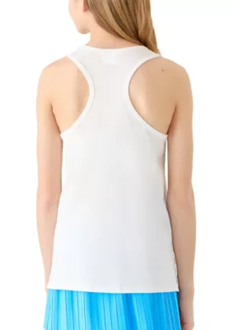 Girls 7-16 Race Back Graphic Print Tank Top
