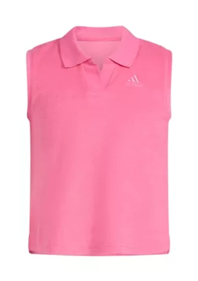 Girls 7-16 Sleeveless Terry Cloth Polo Tank Top