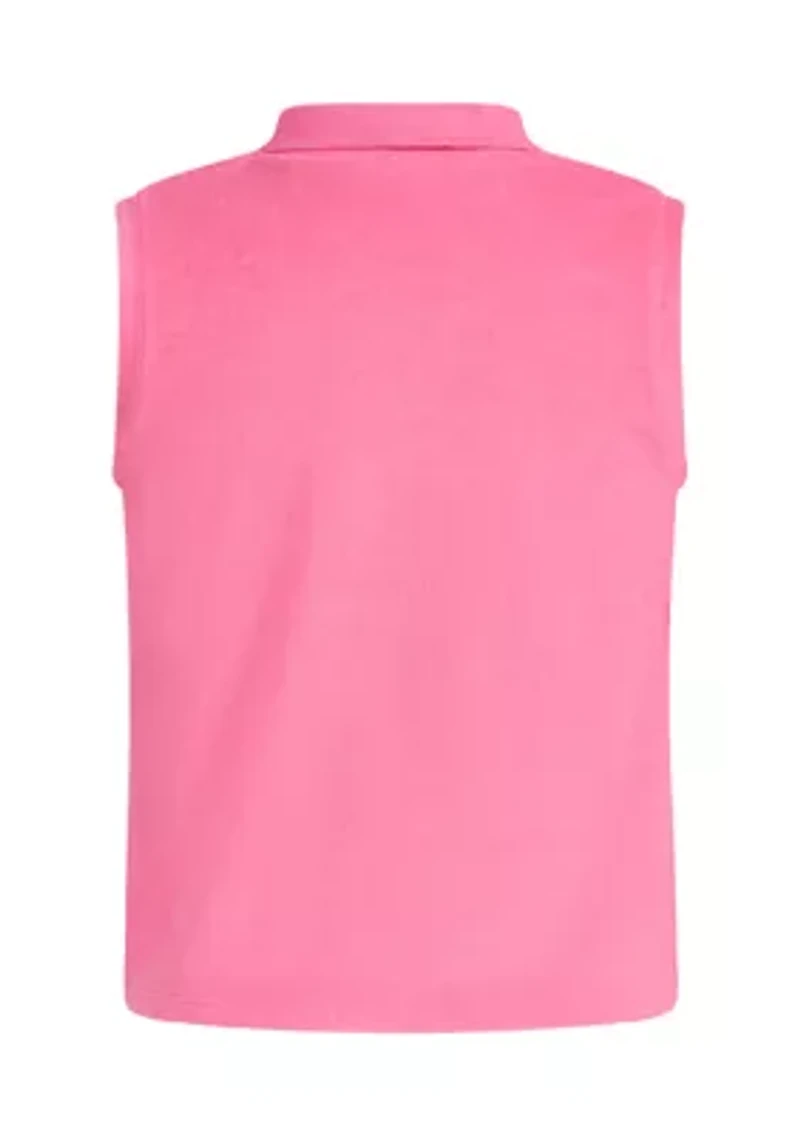 Girls 7-16 Sleeveless Terry Cloth Polo Tank Top